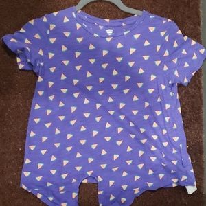 watermelon print purple tie knot shirt